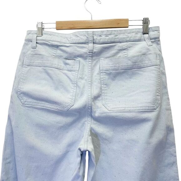 Madewell Slim Emmett Wide-Leg Crop Pants in Light Wash Chambray Speckle Size 31 - Picture 9 of 15